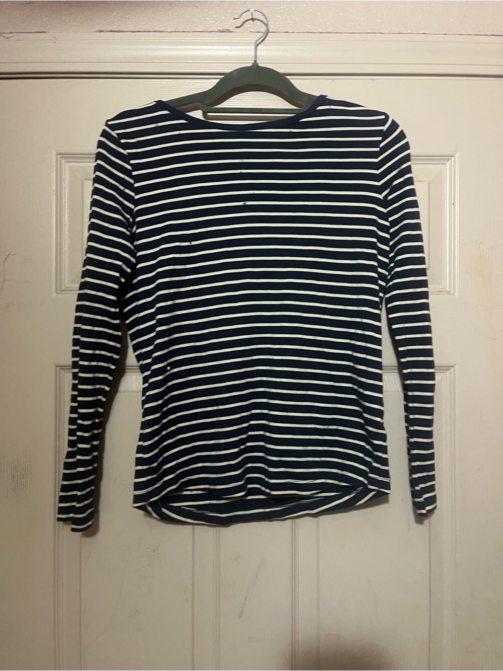 L.L. Bean Navy and White Striped Long Sleeve Tee